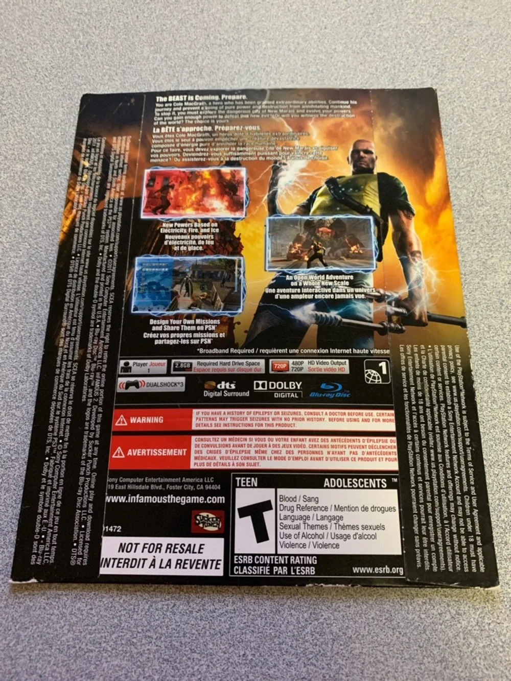 Sony PlayStation 3 PS3 - inFAMOUS 2 Game & cardboard Cover - Picture 4 of 4